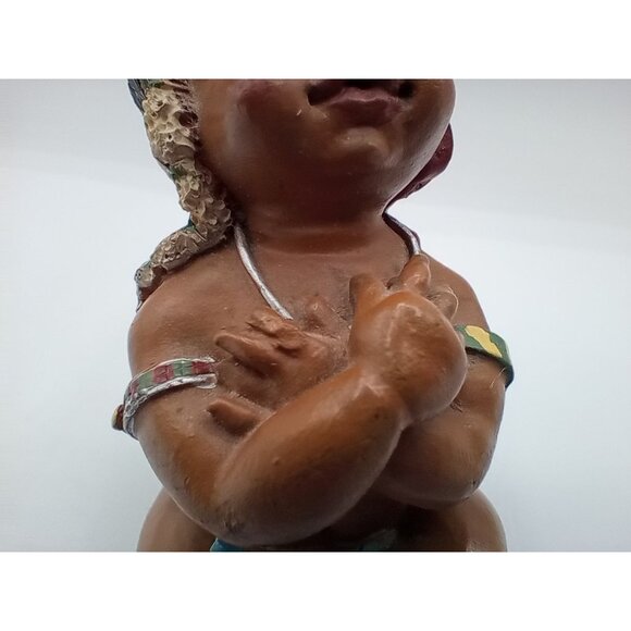 Native American Baby Wearing Eagle Headdress Feather 3.25 Inch Vintage Figurine - Picture 8 of 14